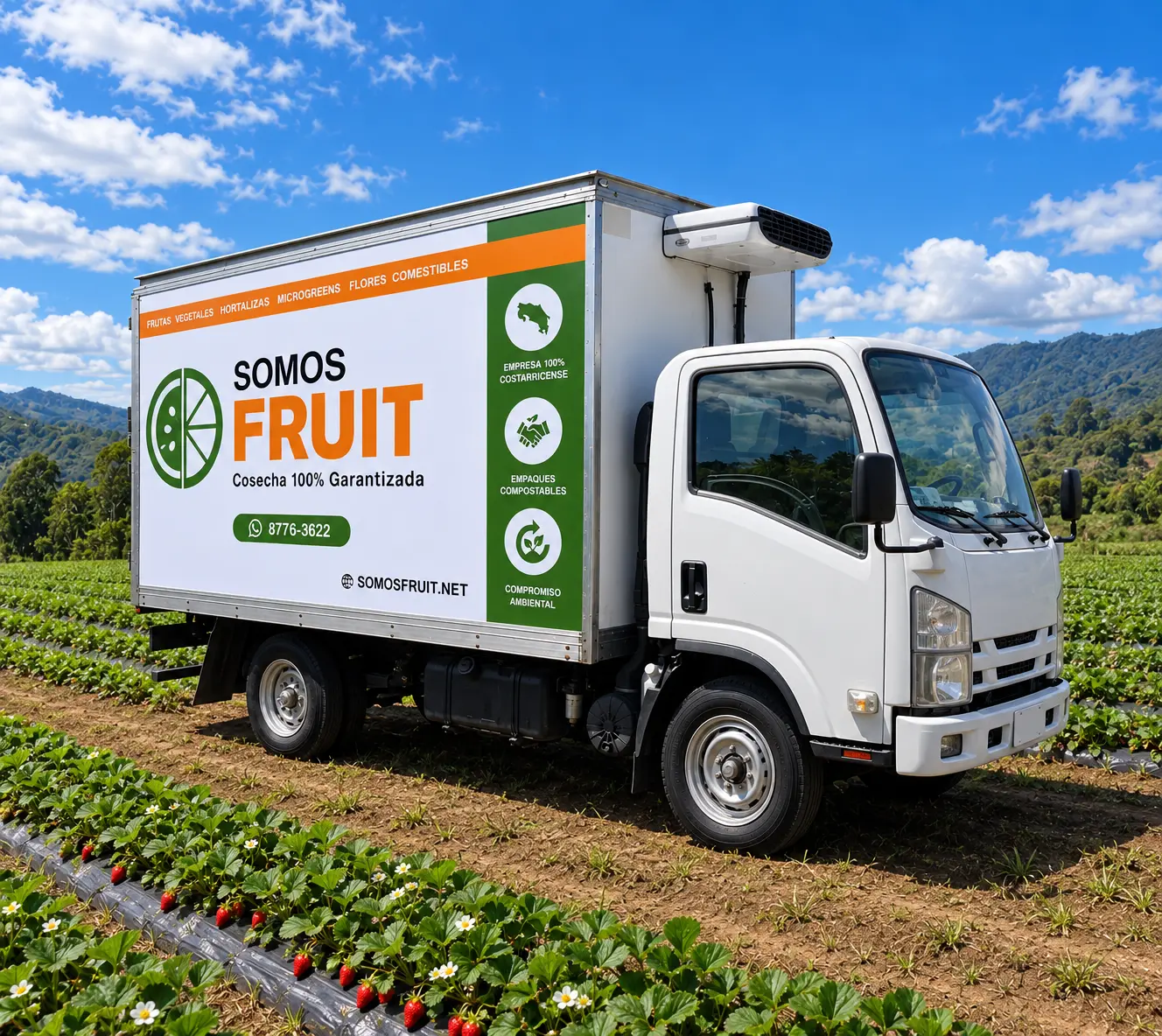Camión refrigerado de Somos Fruit en una finca